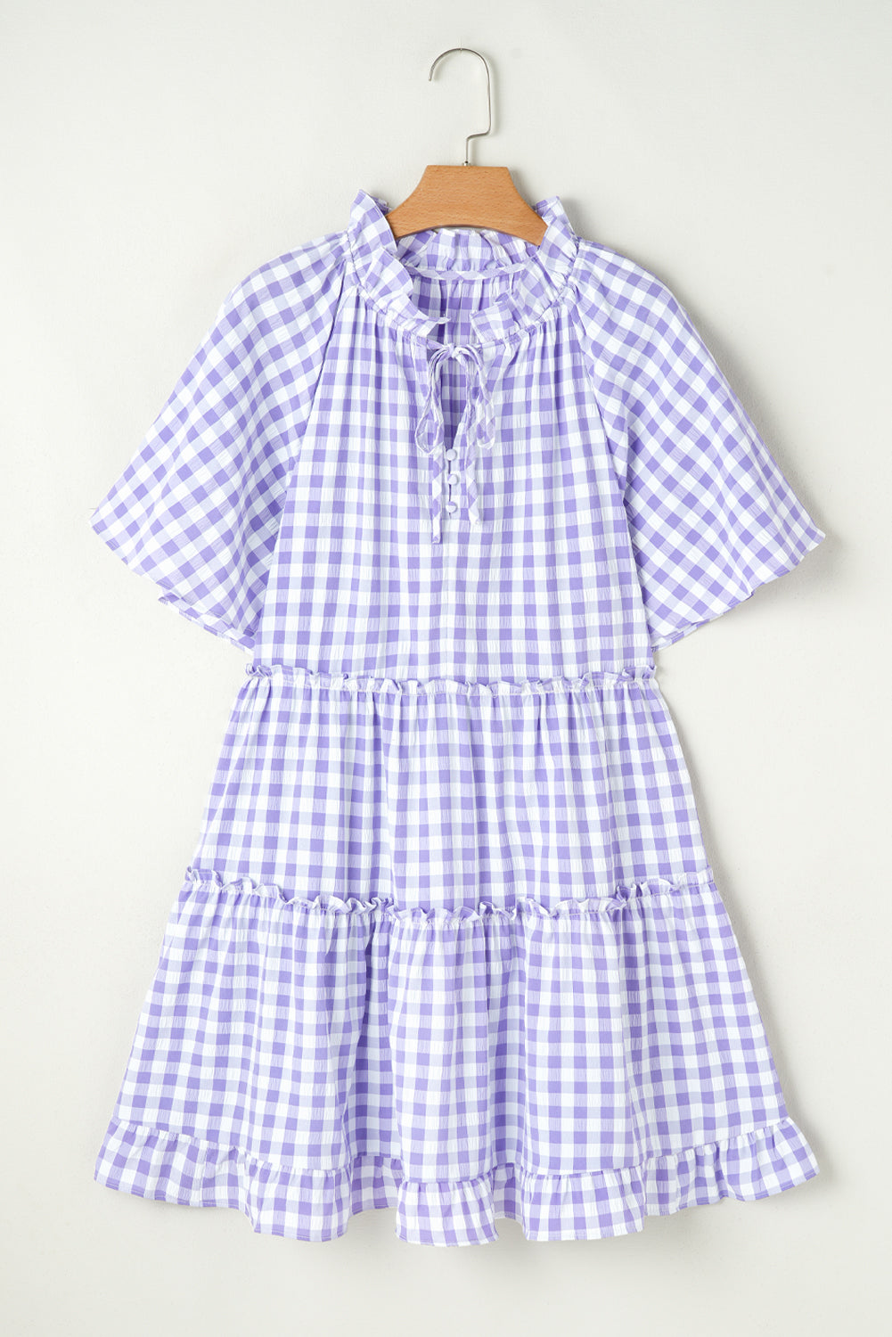 Lavendula Plaid Frill Tiered Mini Dress
