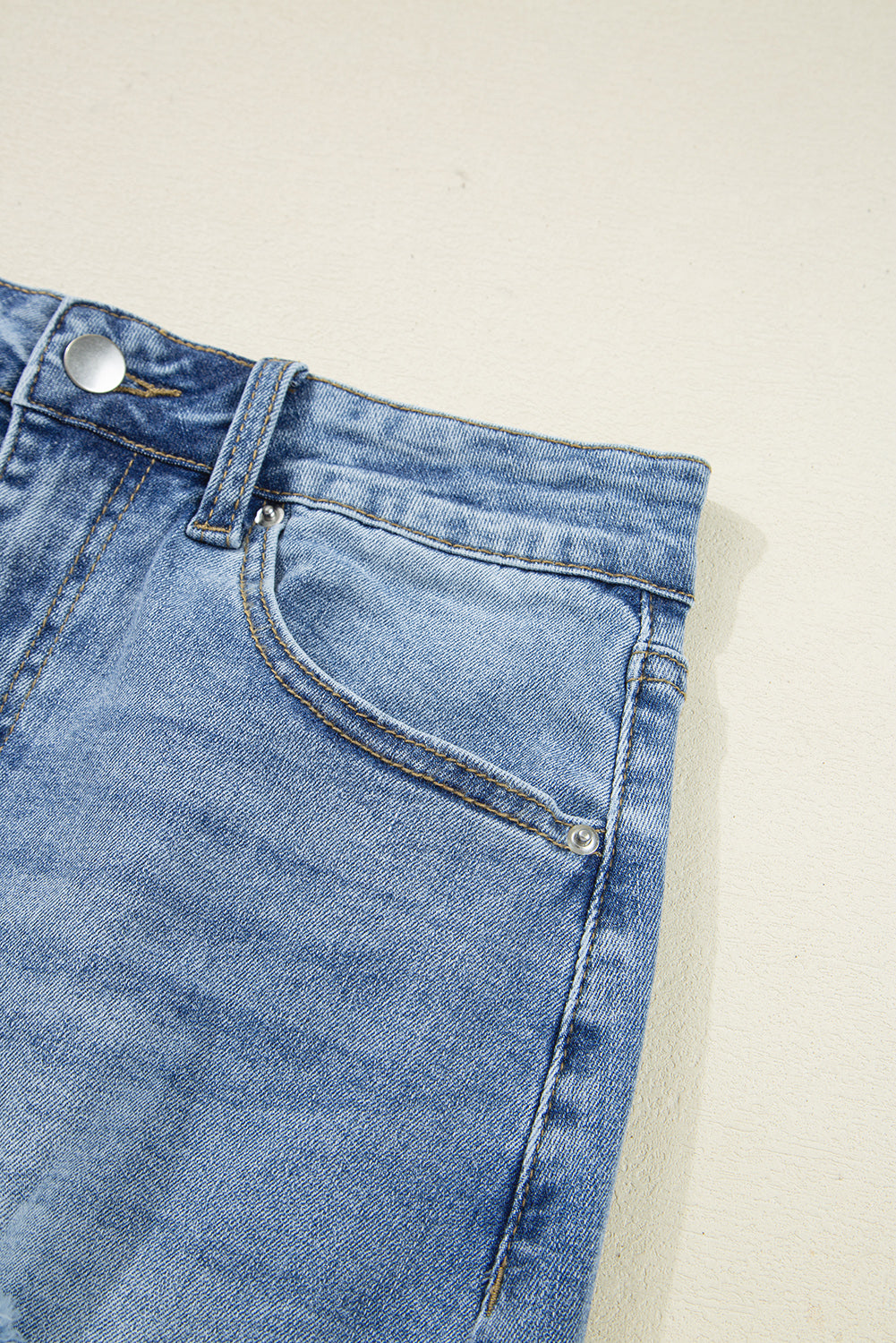 Myosotis Irregular Distressed Hem Denim Midi Skirt