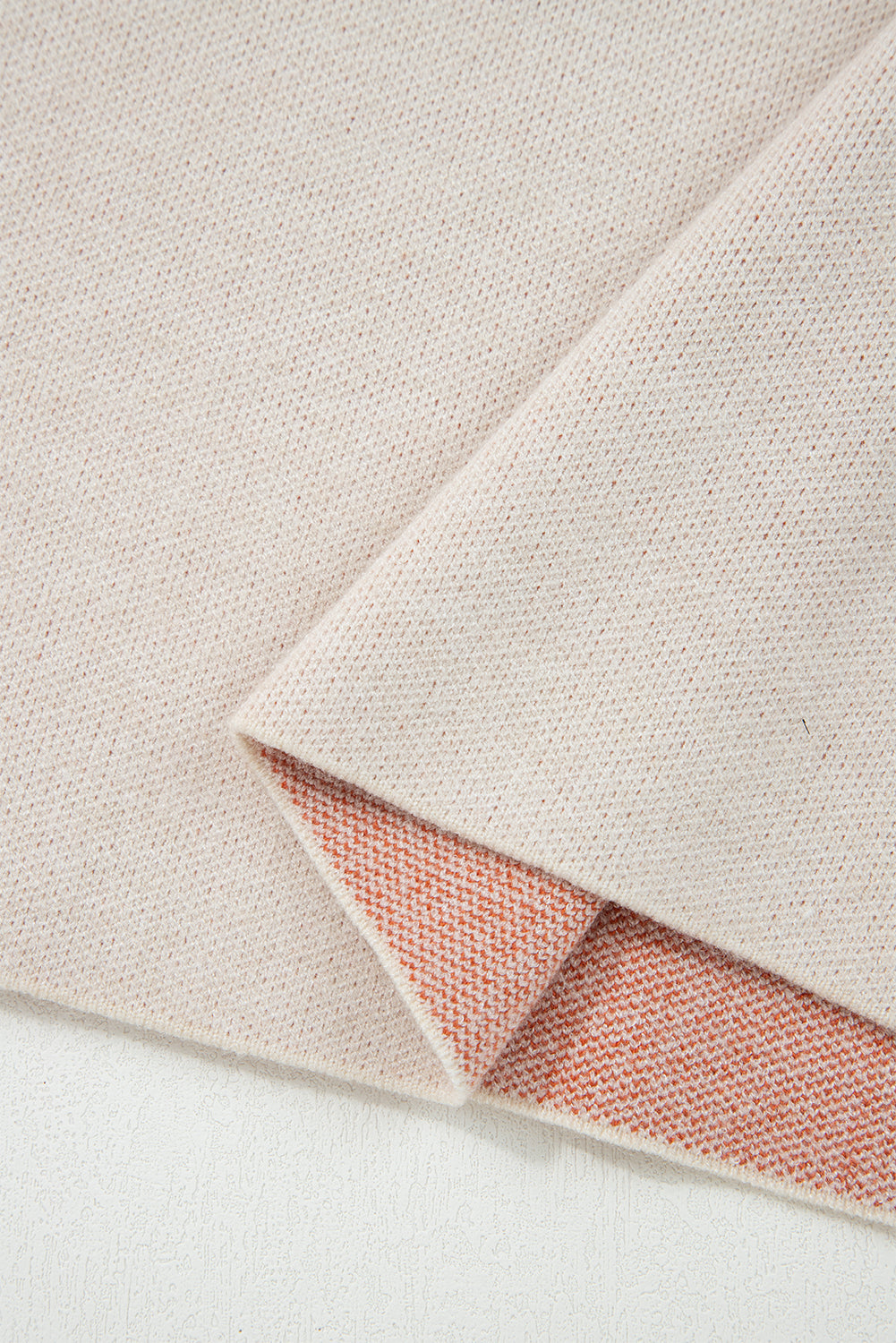 Beige Flower Pattern Drop Sleeve Baggy Sweater