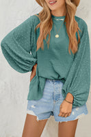 Skobeloff Swiss Dot Balloon Sleeve Patchwork Crinkle Blouse