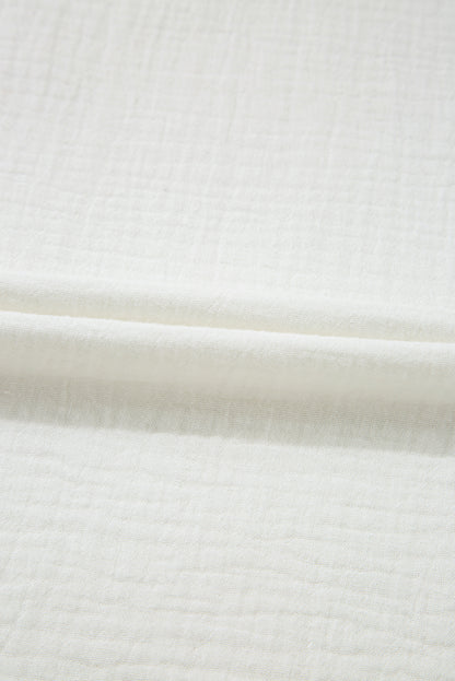 White Crinkled Layered Ruffled Flutter Sleeve Blouse