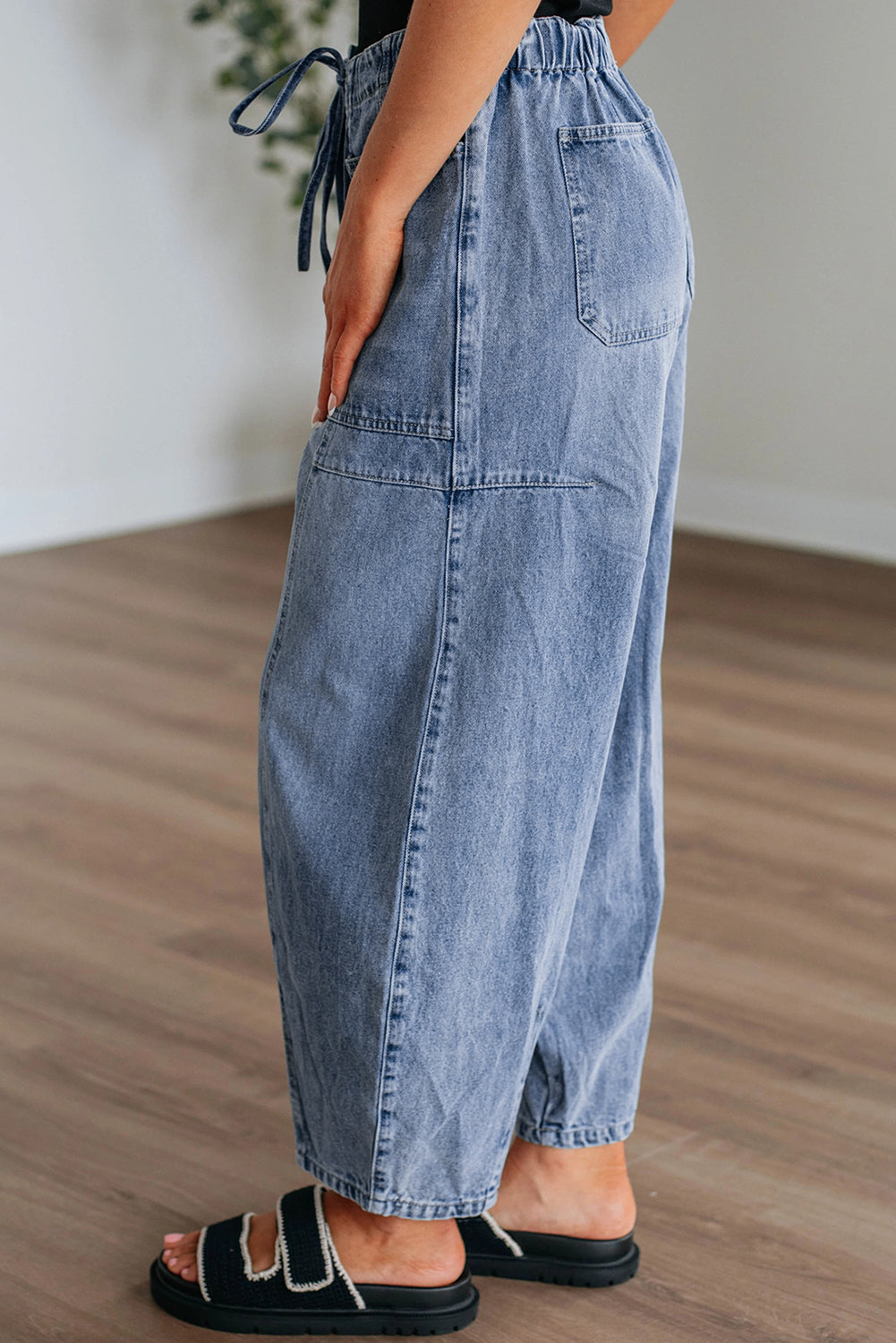 Myosotis Large Patch Pocket Drawstring Paperbag Waist Barrel Jeans