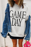 Black GAME DAY Vintage Washed Letter Graphic Baggy Sweatshirt