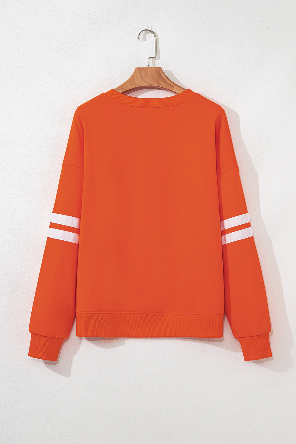 Orange Preppy Striped Sleeve Loose Sweatshirt