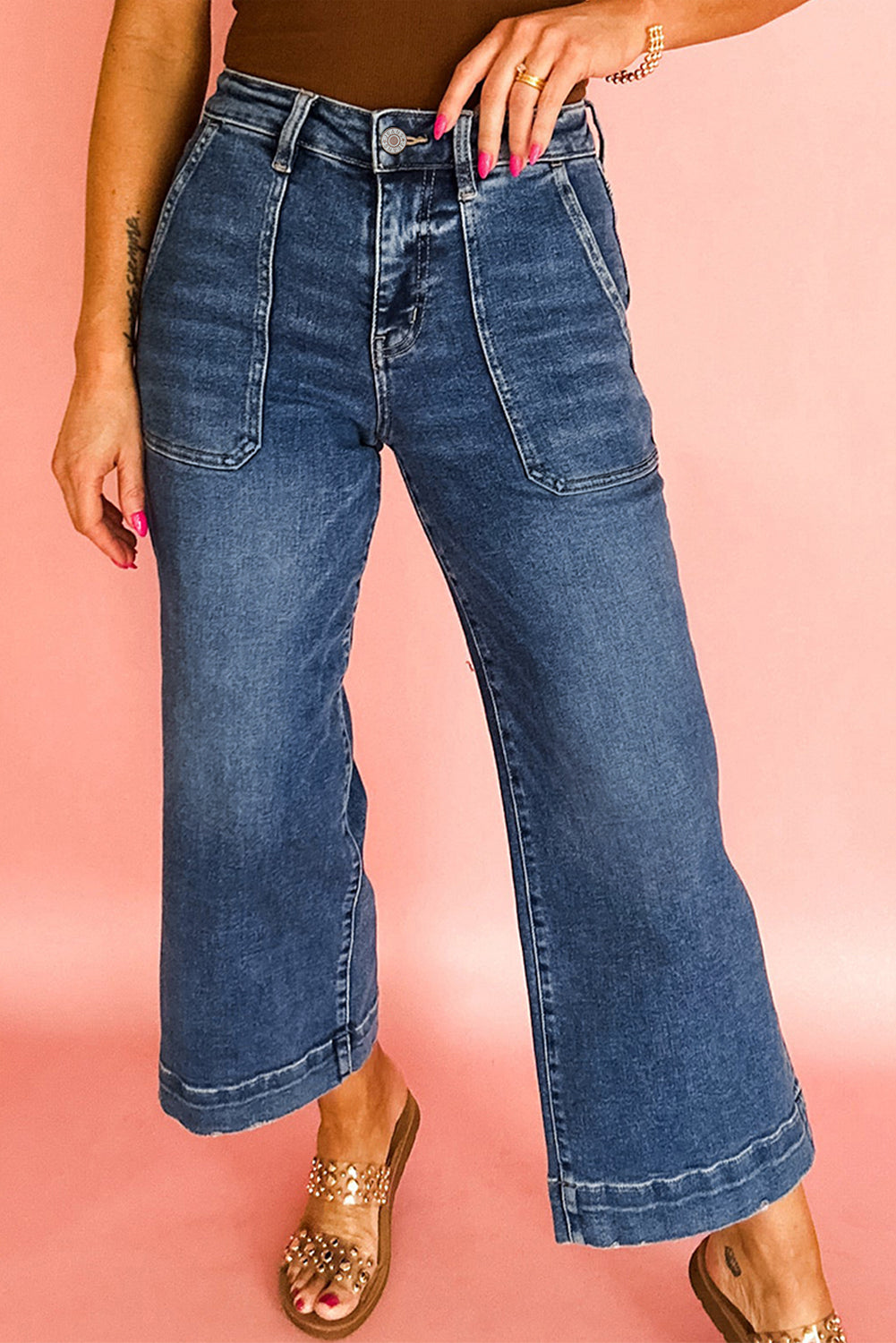 Ashleigh Blue Cropped High Rise Wide Leg Jeans