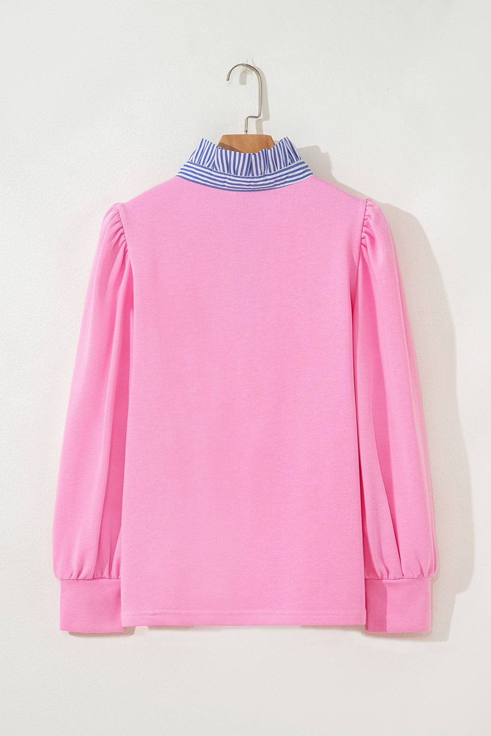 Bonbon Striped Collar Puff Sleeve Sweatshirt