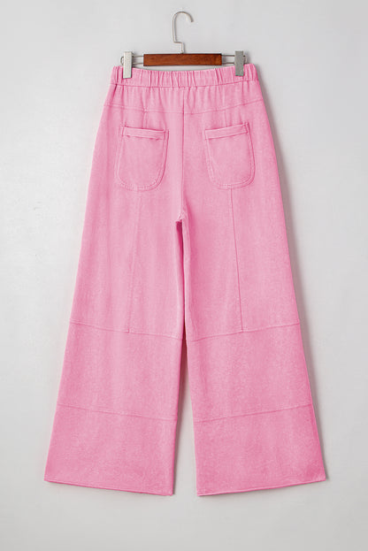 Bonbon Mineral Wash Exposed Seam Wide Leg Cargo Pants