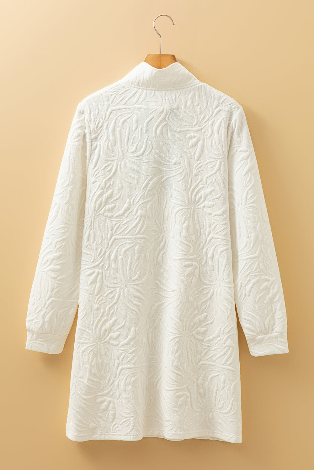 White Pop of Color Neckline Textured Mini Dress