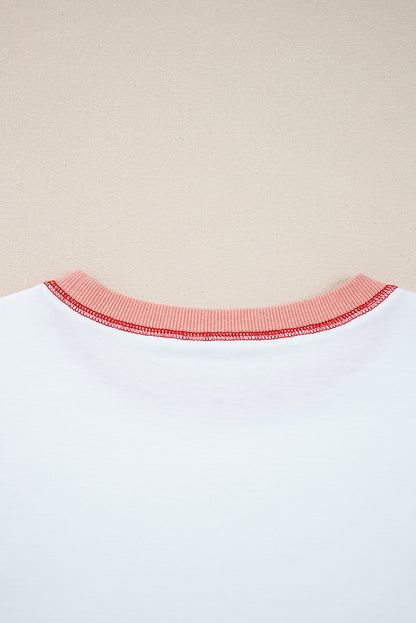 Red Striped Colorblock Patchwork Oversized Sweatshirt