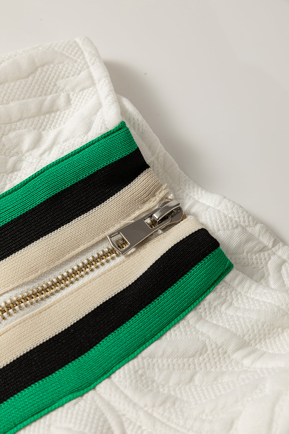 White Pop of Color Neckline Textured Mini Dress