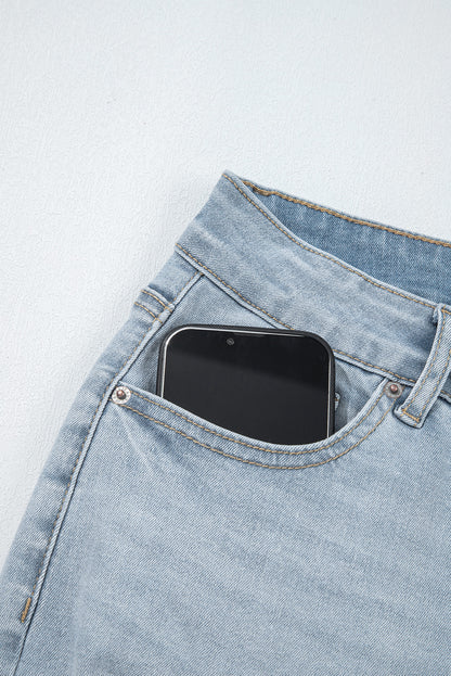 Beau Blue Mid Rise Ankle-Length Distressed Skinny Jeans