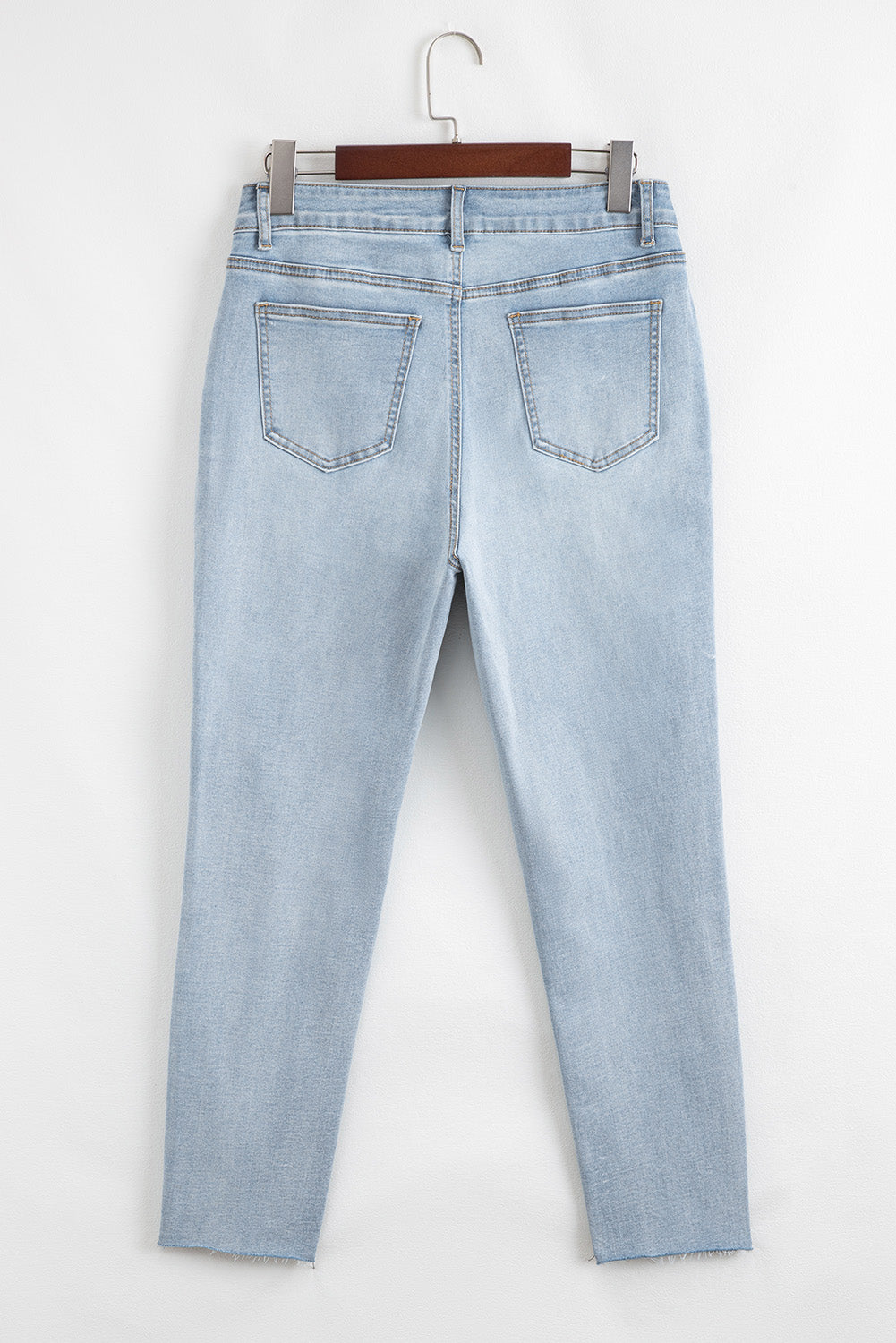 Beau Blue Mid Rise Ankle-Length Distressed Skinny Jeans