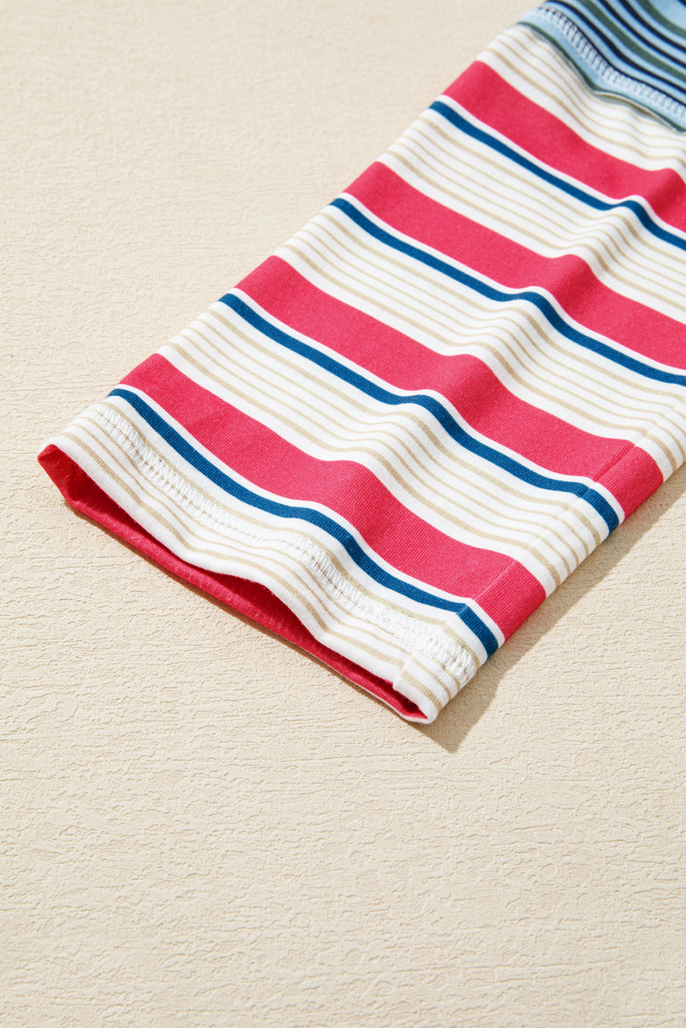 Pink Striped Colorblock Long Sleeve Top