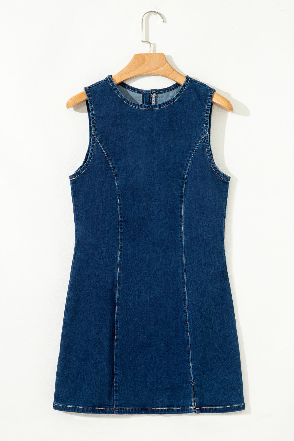 Dirty Blue Zipped Bodycon Sleeveless Denim Mini Dress