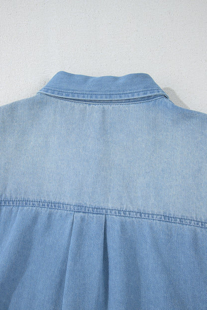 Beau Blue Washed Raw Hem Denim Shirt Dress