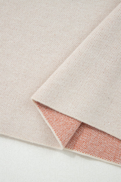 Beige Flower Pattern Drop Sleeve Baggy Sweater