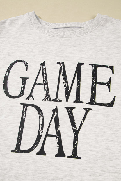 Black GAME DAY Vintage Washed Letter Graphic Baggy Sweatshirt