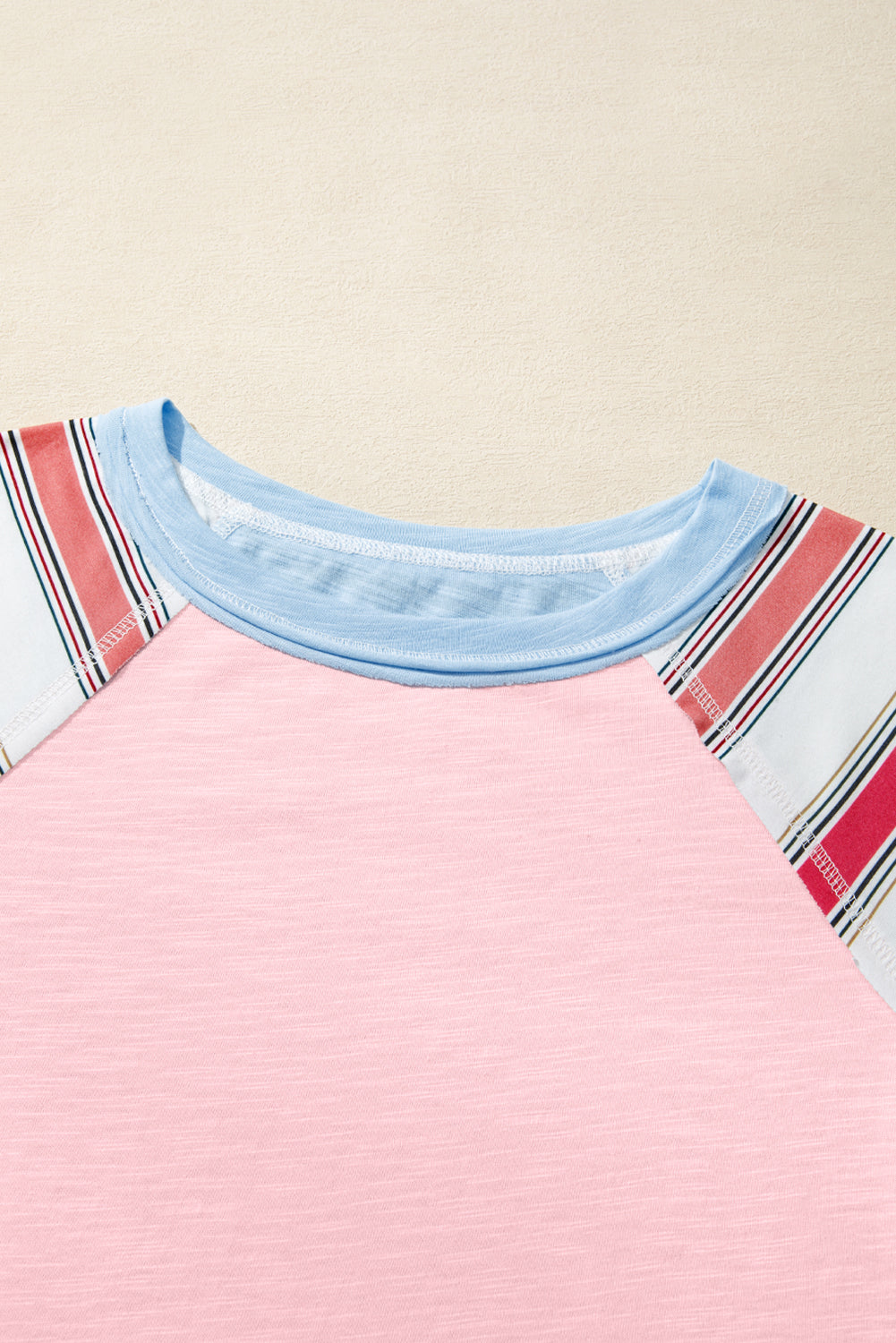 Pink Striped Colorblock Long Sleeve Top