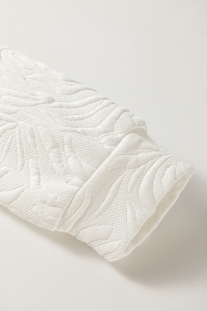 White Pop of Color Neckline Textured Mini Dress