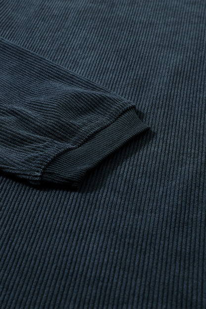 Dark Grey Drop Sleeve Rib Knit Oversized Sweatshirt