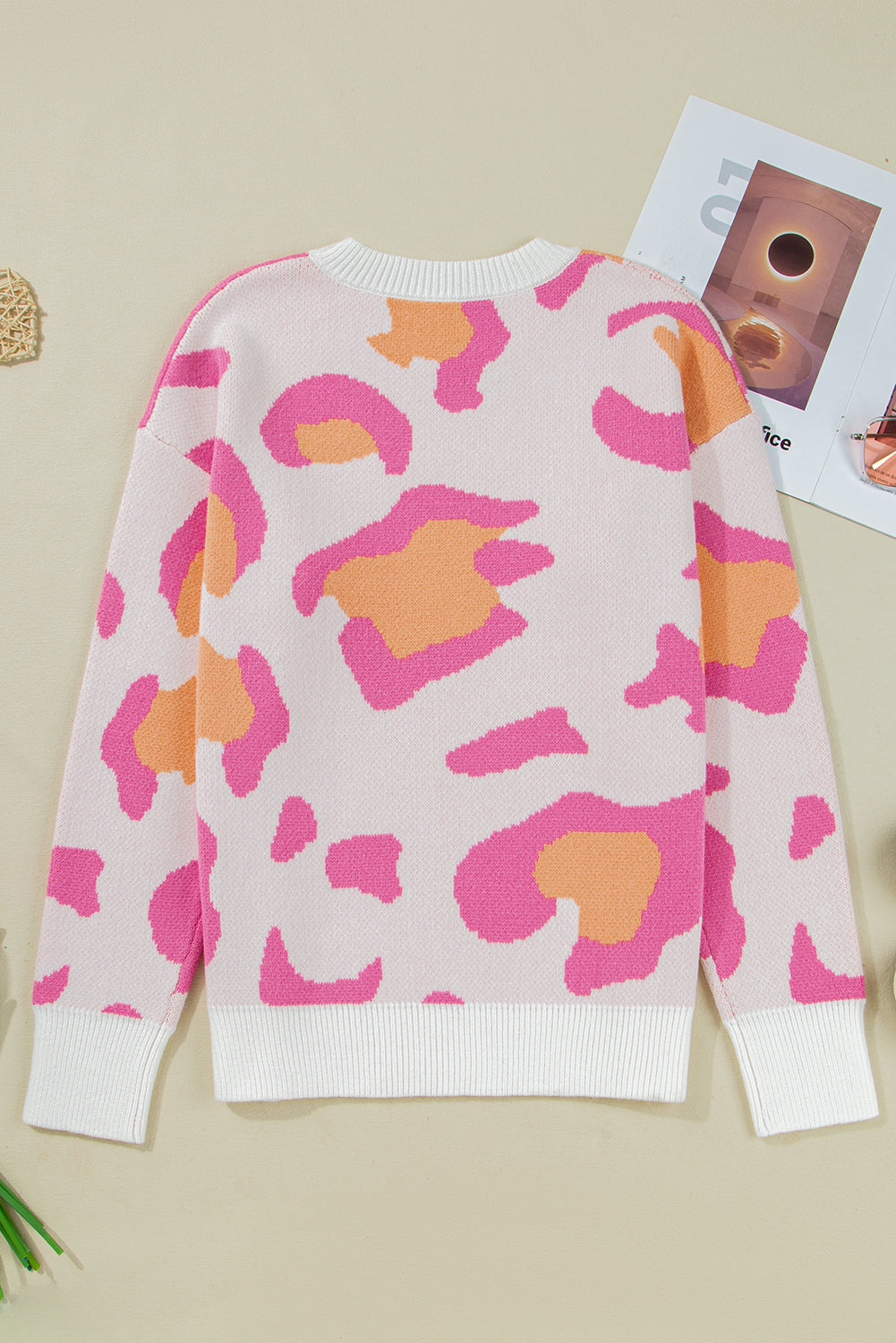 Sachet Pink Cheetah Colorblock Sweater
