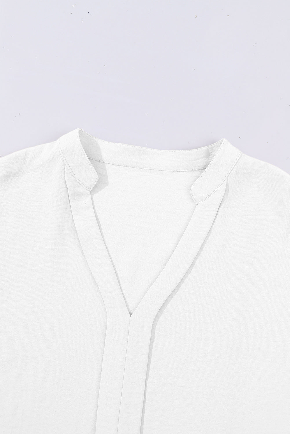 White Notched Neck Batwing Sleeve Blouse