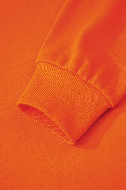 Orange Preppy Striped Sleeve Loose Sweatshirt