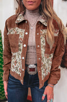 Clay Ribbed Retro Floral Patchwork Jacket
