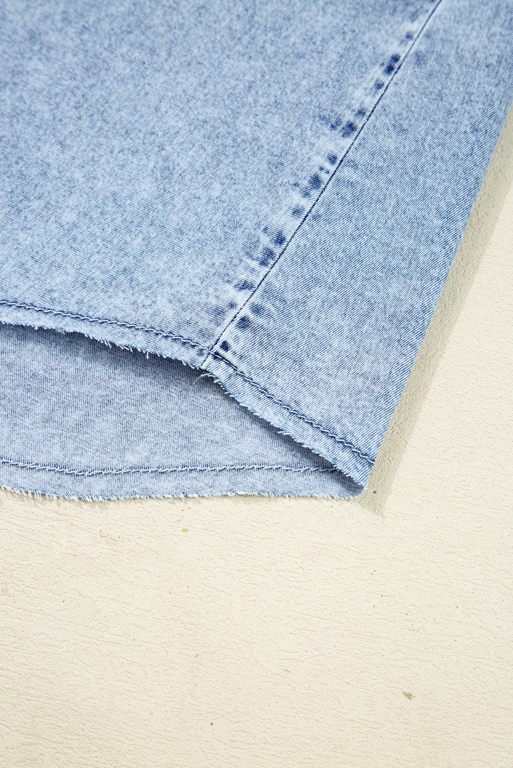 Beau Blue Chest Pocket Raw Hem Denim Loose Shirt Dress