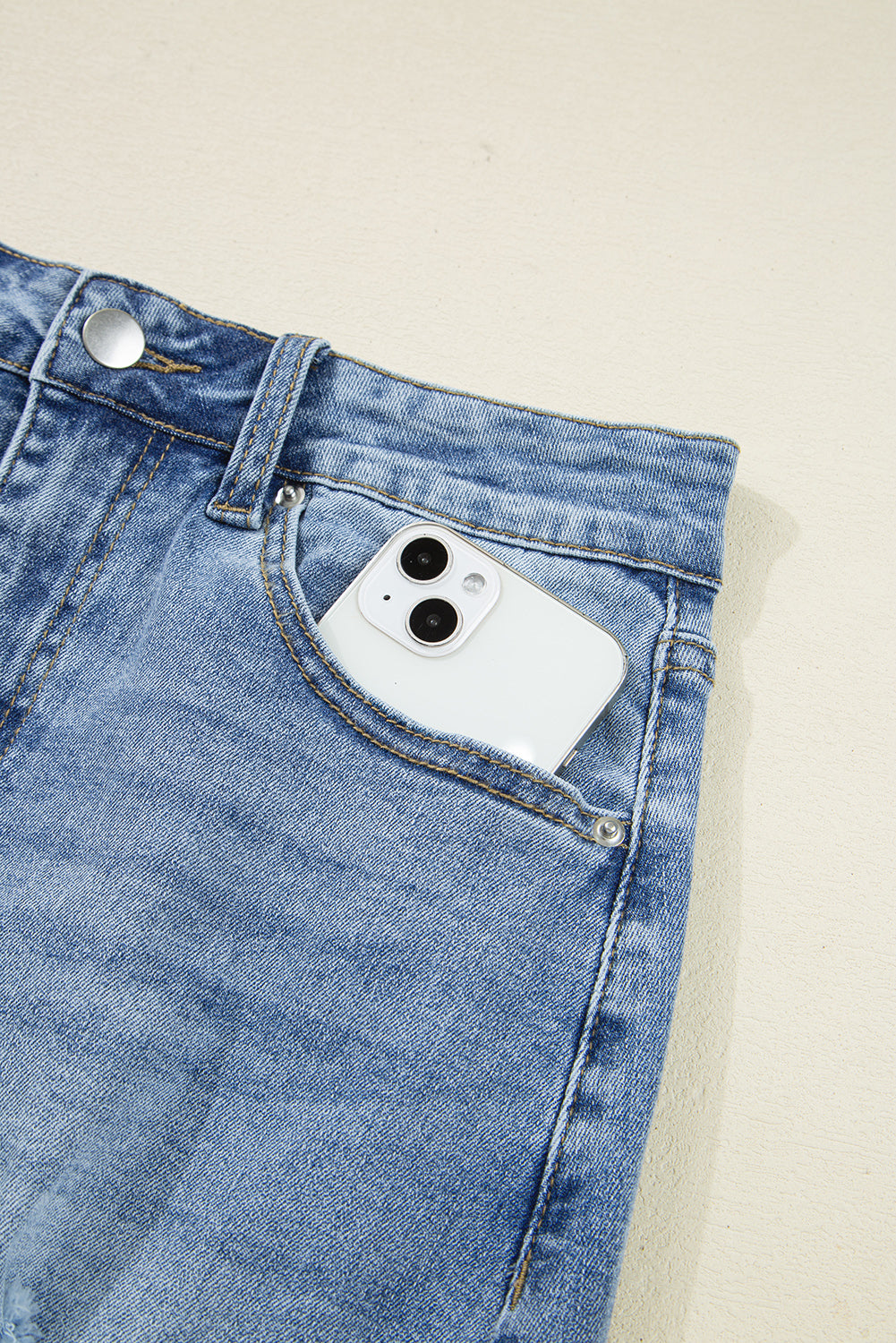 Myosotis Irregular Distressed Hem Denim Midi Skirt