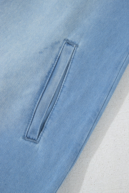 Beau Blue Washed Raw Hem Denim Shirt Dress