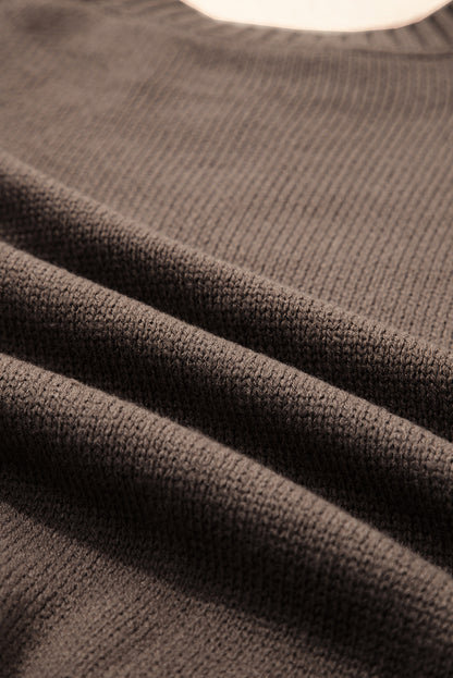 Light French Beige Geometric Pattern Crew Neck Knitted Sweater