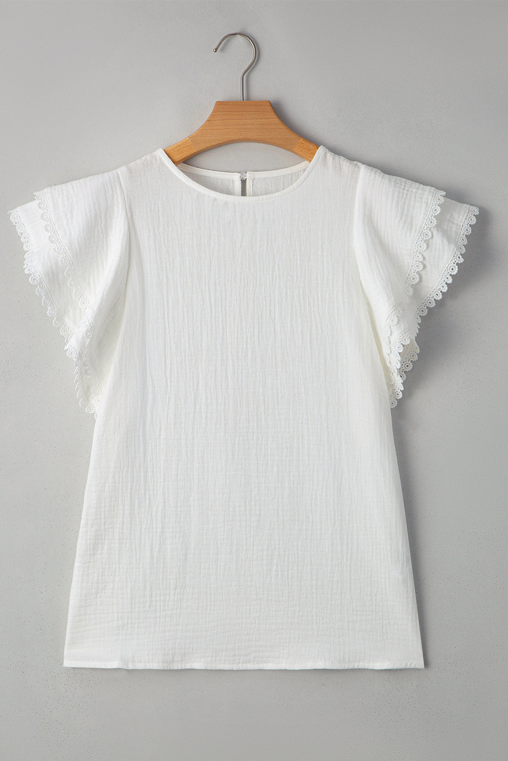 White Crinkled Layered Ruffled Flutter Sleeve Blouse