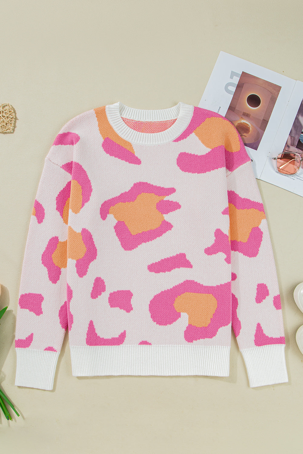 Sachet Pink Cheetah Colorblock Sweater