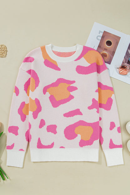 Sachet Pink Cheetah Colorblock Sweater