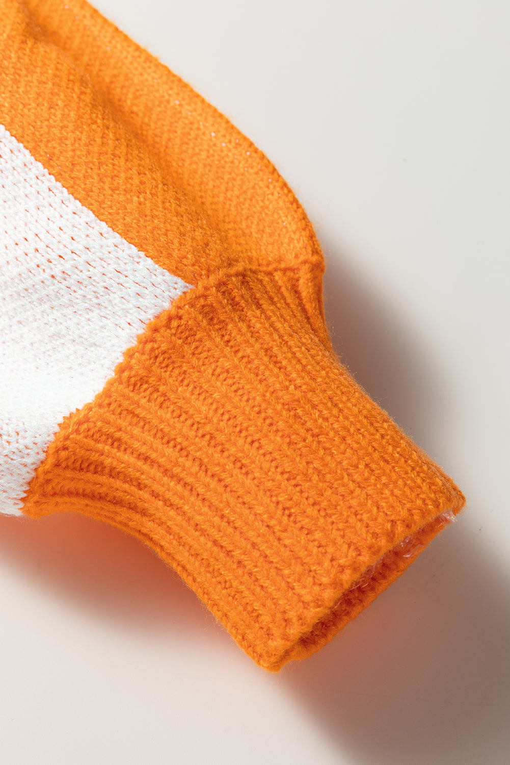 Grapefruit Orange Checkered V-Neck Collared Pullover Sweater