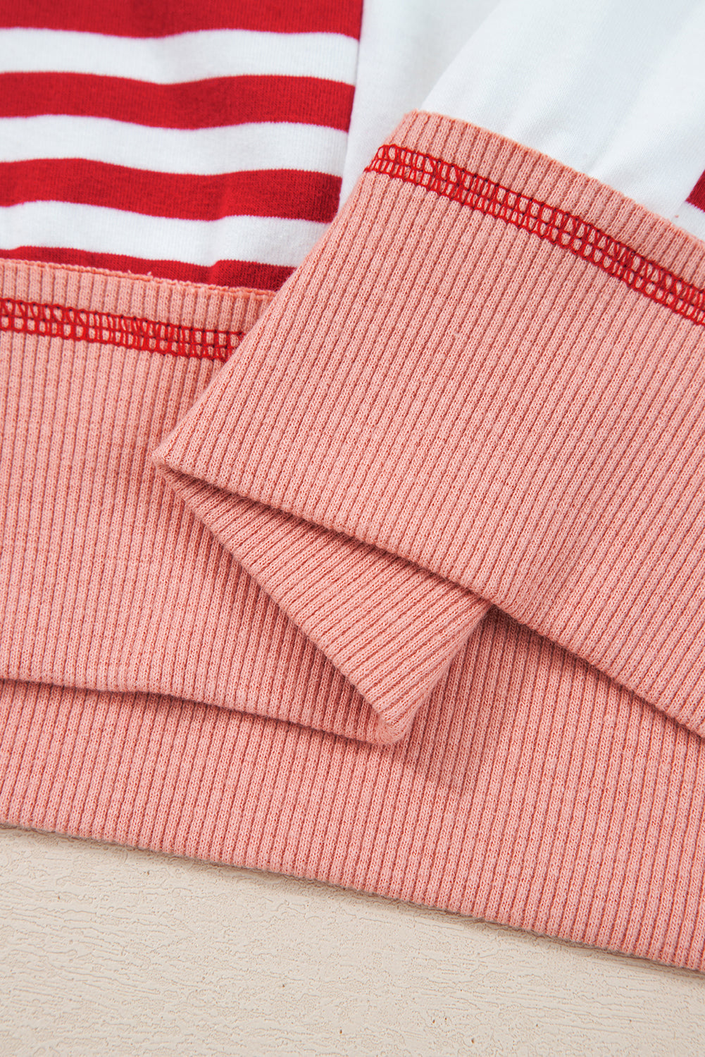 Red Striped Colorblock Patchwork Oversized Sweatshirt