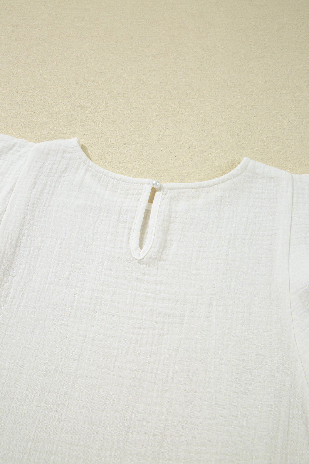 White Crinkled Layered Ruffled Flutter Sleeve Blouse