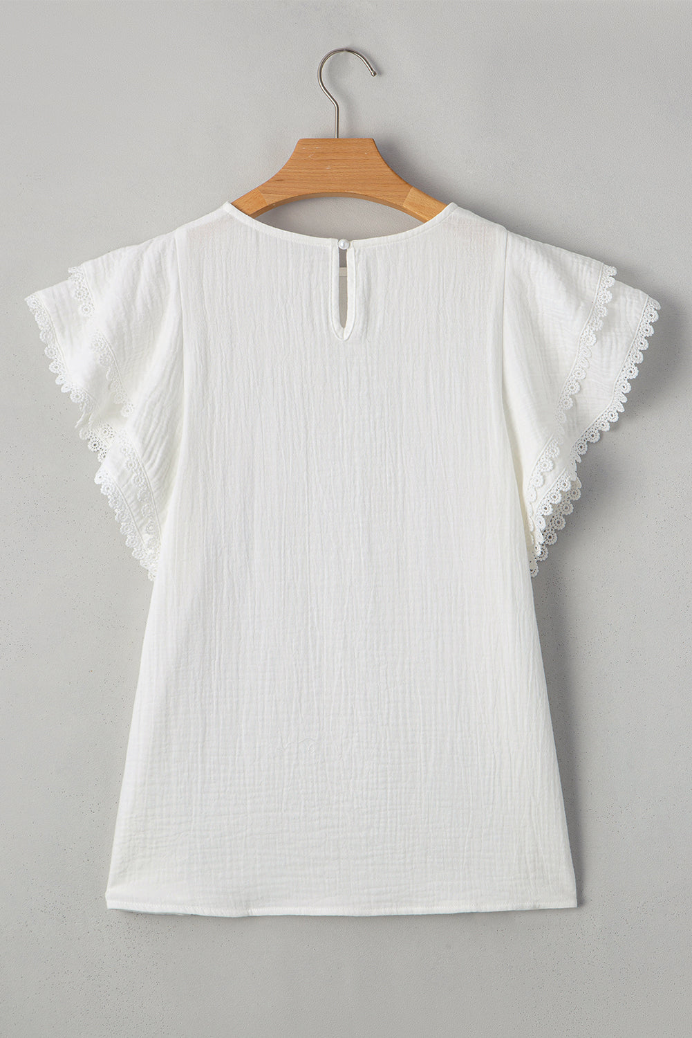 White Crinkled Layered Ruffled Flutter Sleeve Blouse