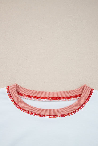 Red Striped Colorblock Patchwork Oversized Sweatshirt